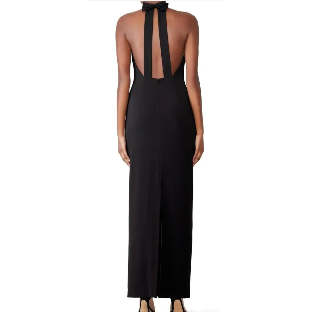 Badgley Mischka Black Bow Gown Size 14 Breakfast Tiffanys Formal Designer $740 - Picture 2 of 11